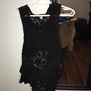 Mesh cutout black free people tank top